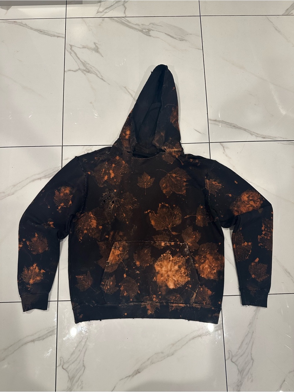 Custom Fall Inspired Distressed look Hoodie Size Large